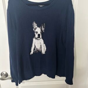 Navy Sweater with frenchie dog